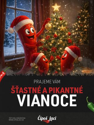 Prajeme vám tie najkrajšie, najšťastnejšie a najpikantnejšie Vianoce.🎄 A veľa chilli pod stromčekom. 🌶️🔥🎄 Váš Čípoš Laci...